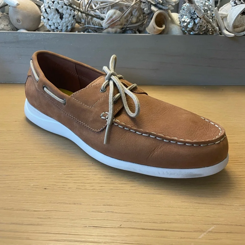 COLE HAAN Grand Atlantic Boat Shoe SIZE 10 MEDIUM Cognac
